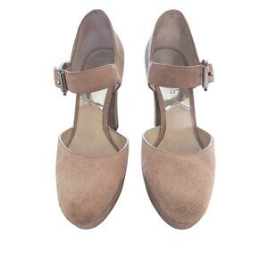 ✌️ 2/$40 ✌️ Taupe Michael Kors Buckle Block Heels sz 6.5